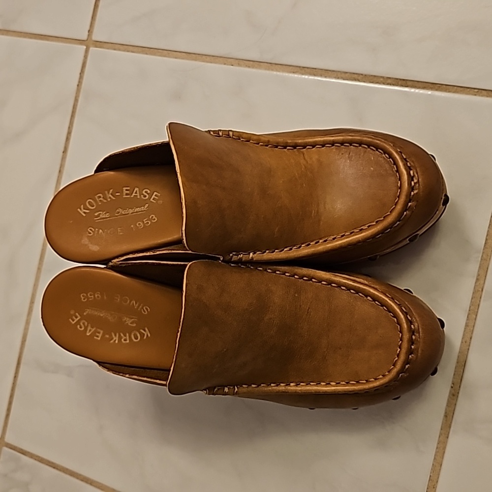 Kork-Ease Brown Leather Mules